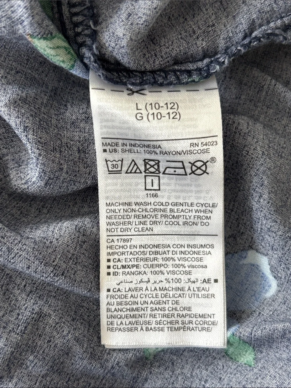 Old Navy Navy Floral Dress with Blue and Cream Flowers kids size L (10/12)